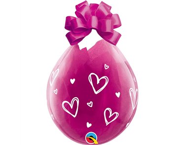 25PK 18in CLEAR HAND DRAWN HEARTS QUALATEX