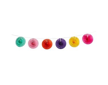 2m BRIGHT COLOURED PAPER FAN GARLAND