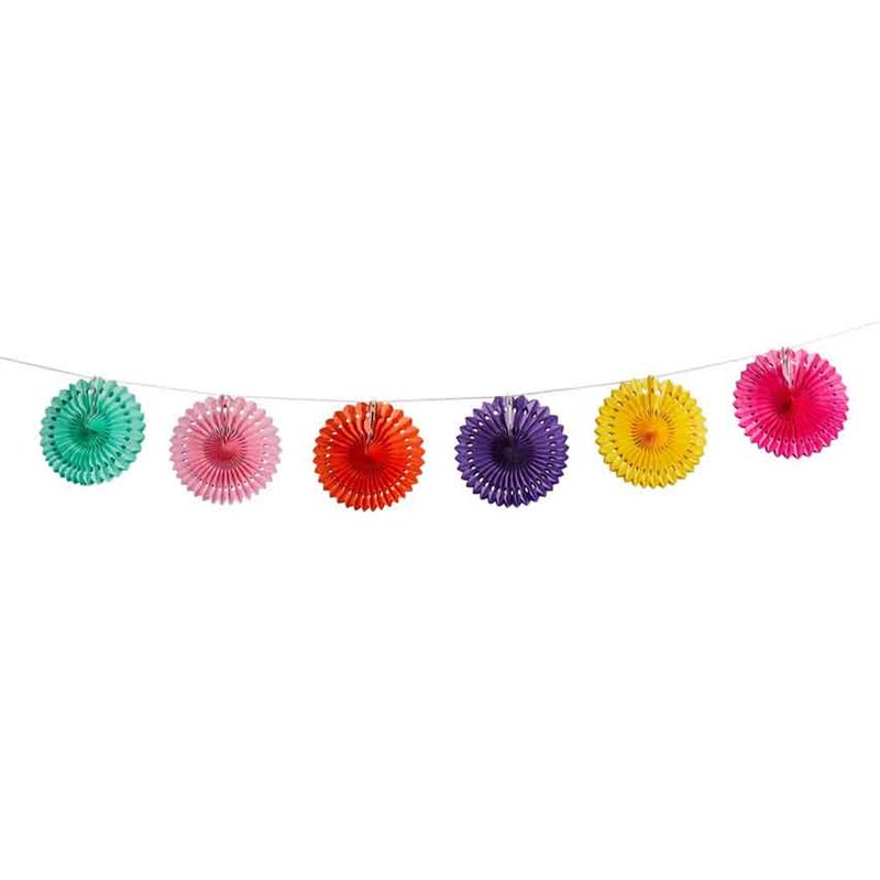 2m BRIGHT COLOURED PAPER FAN GARLAND