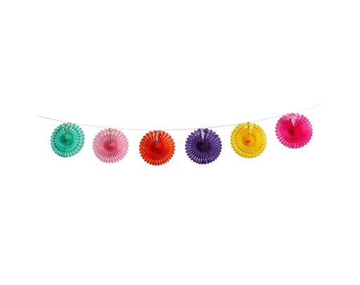 2m BRIGHT COLOURED PAPER FAN GARLAND