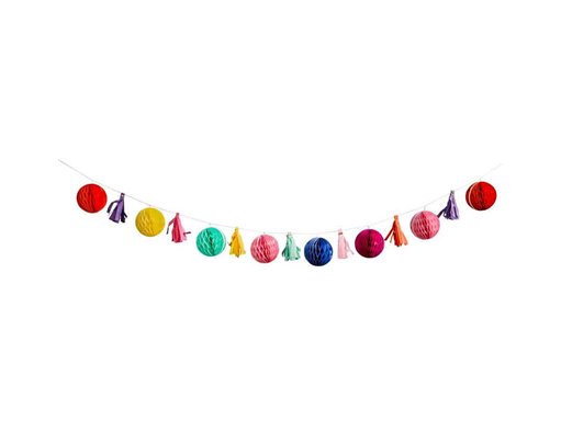 2m BRIGHT COLOURED HONEYCOMB & TASSEL GARLAND