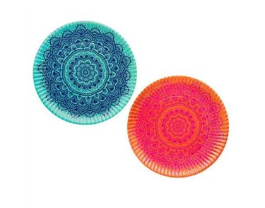 2PK MANDALA LARGE PAPER PLATTERS