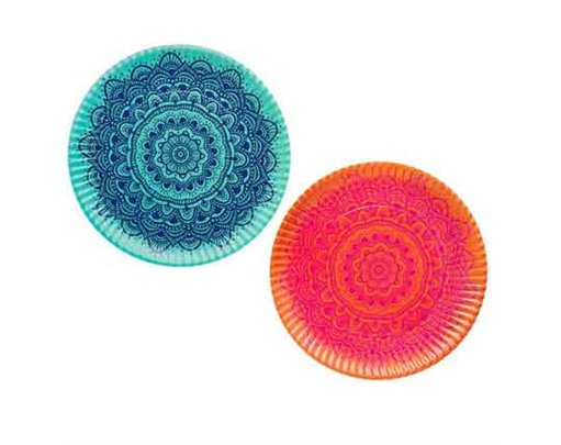 2PK MANDALA LARGE PAPER PLATTERS