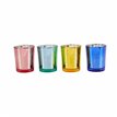 4ASST BRIGHT COLOURED GLASS CANDLE HOLDERS