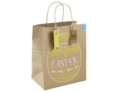 EASTER RABBITS EGG LARGE WIDE GUSSET GIFT BAG 12S