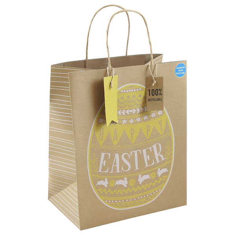 EASTER RABBITS EGG LARGE WIDE GUSSET GIFT BAG 12S