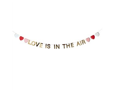2m GOLD 'LOVE IS IN THE AIR' BANNER