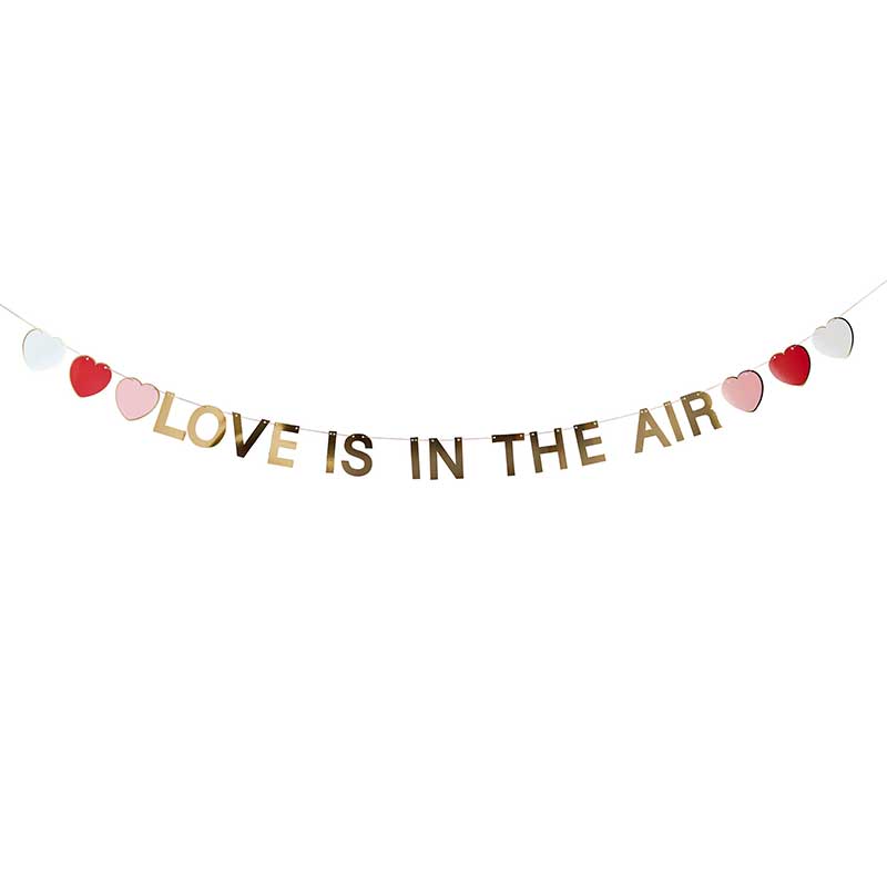 2m GOLD 'LOVE IS IN THE AIR' BANNER