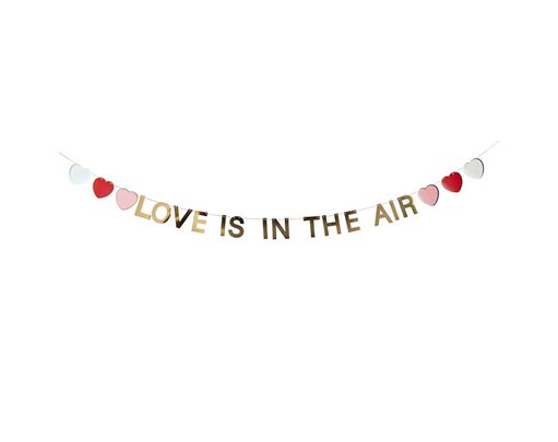 2m GOLD 'LOVE IS IN THE AIR' BANNER