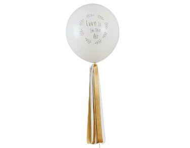 18in JUMBO 'LOVE IS IN THE AIR" LATEX BALLOON WITH TASSELS