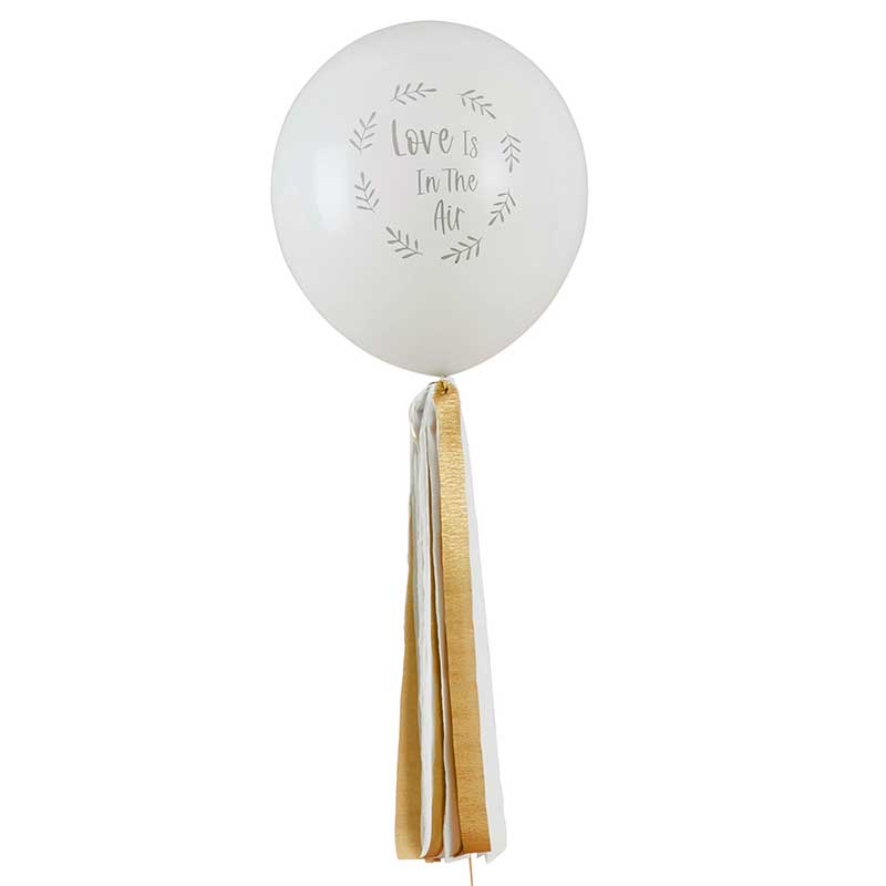 18in JUMBO 'LOVE IS IN THE AIR" LATEX BALLOON WITH TASSELS