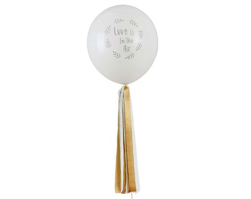 18in JUMBO 'LOVE IS IN THE AIR" LATEX BALLOON WITH TASSELS