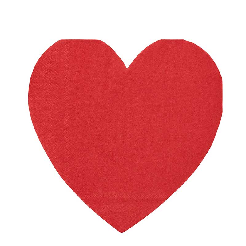 16PK HEART SHAPED PAPER NAPKINS