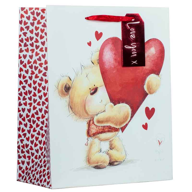 VALENTINES CUTE BEAR LARGE GIFT BAG 6S