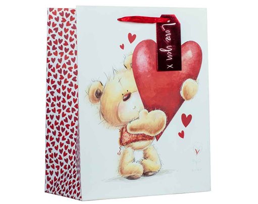 VALENTINES CUTE BEAR LARGE GIFT BAG 6S
