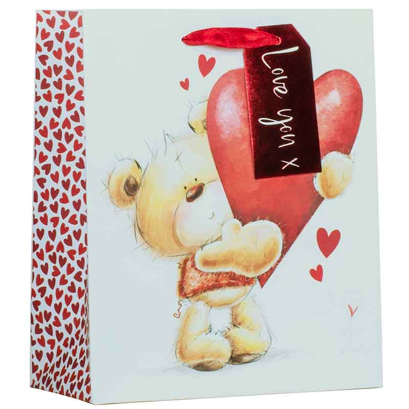 VALENTINES CUTE BEAR MEDIUM GIFT BAG 6S