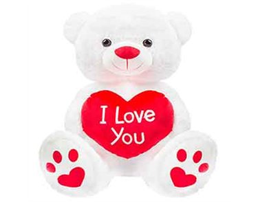 28in WHITE "I LOVE YOU" BEAR WITH LOVE HEART