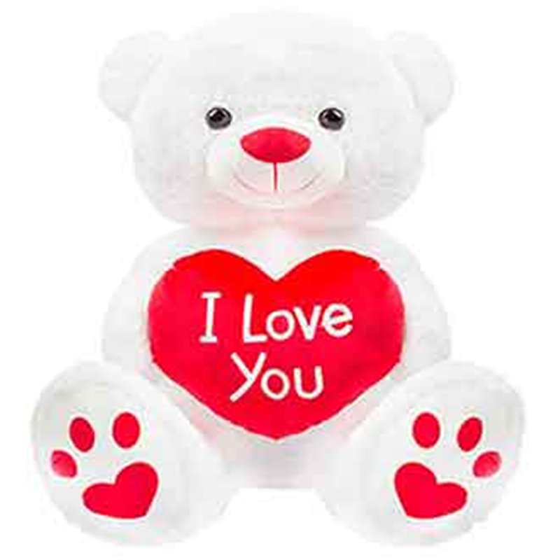 28in WHITE "I LOVE YOU" BEAR WITH LOVE HEART
