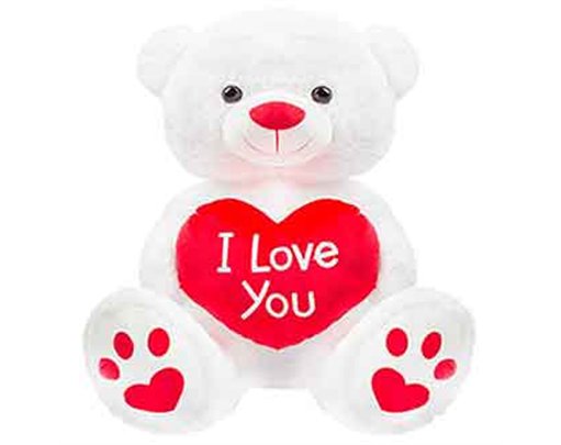 28in WHITE "I LOVE YOU" BEAR WITH LOVE HEART