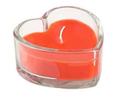 LARGE RED GLASS HEART CANDLE