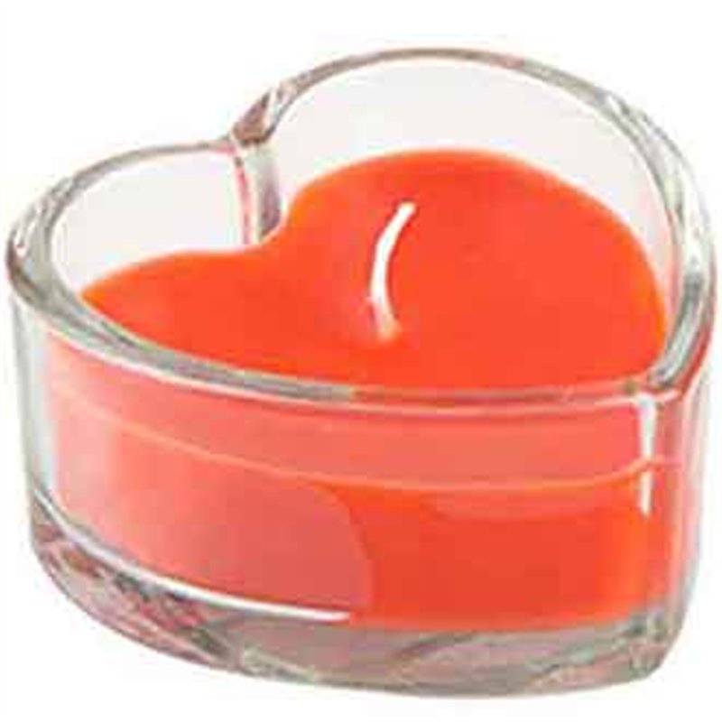 LARGE RED GLASS HEART CANDLE