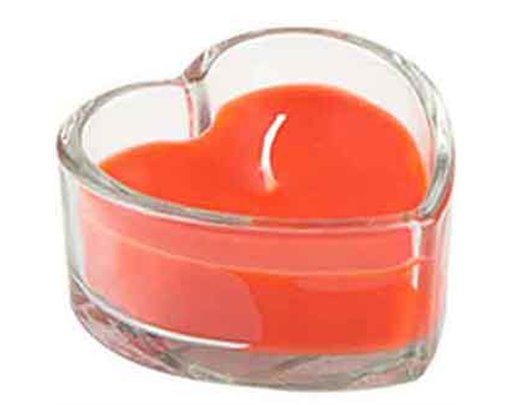 LARGE RED GLASS HEART CANDLE
