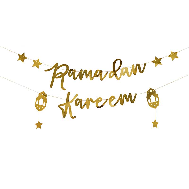 2m GOLD 'RAMADAN KAREEM' CARD BANNER