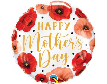 18in MOTHER'S DAY PRETTY POPPIES FOIL BALLOON