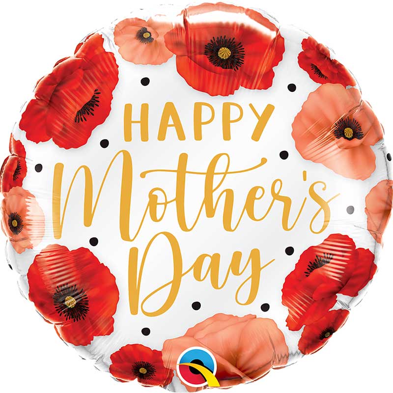 18in MOTHER'S DAY PRETTY POPPIES FOIL BALLOON
