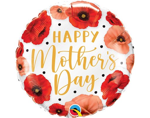 18in MOTHER'S DAY PRETTY POPPIES FOIL BALLOON