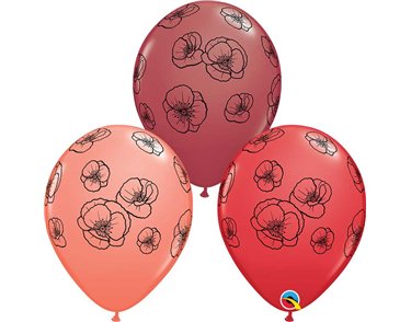 25PK 11in PRETTY POPPIES QUALATEX