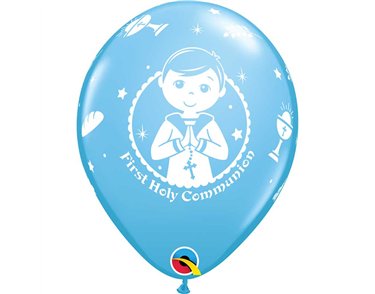 6PK 11in BLUE FIRST HOLY COMMUNION QUALATEX