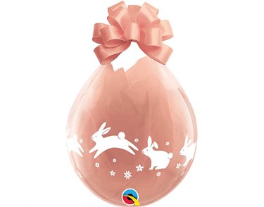 25PK 18in HOPPING BUNNIES CLEAR QUALATEX