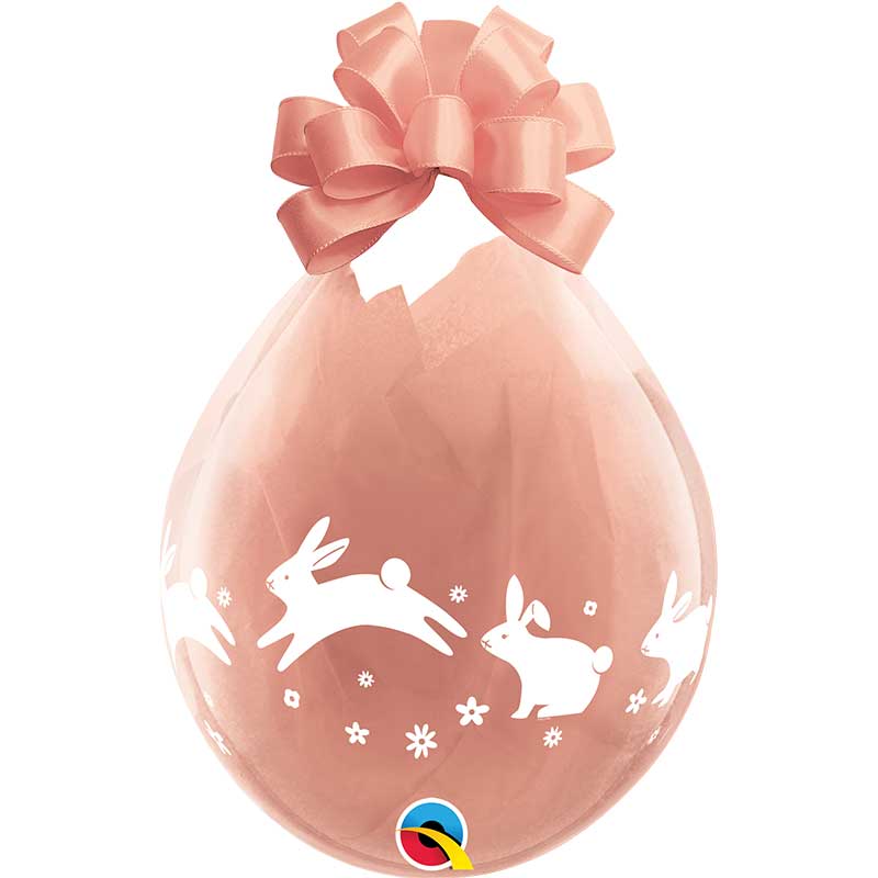 25PK 18in HOPPING BUNNIES CLEAR QUALATEX