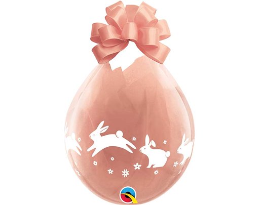 25PK 18in HOPPING BUNNIES CLEAR QUALATEX