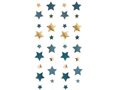5m GOLD & TEAL TRAILING STAR HANGING DECORATION