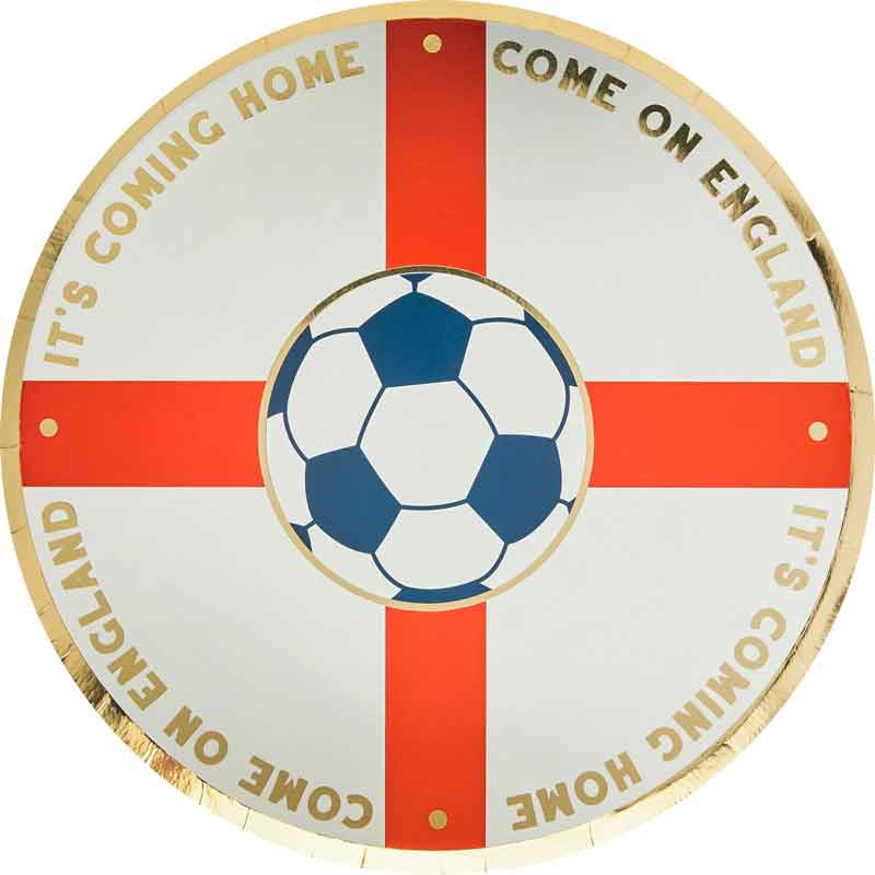 8PK COME ON ENGLAND FOILED PAPER PLATES