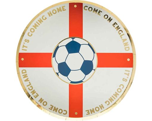 8PK COME ON ENGLAND FOILED PAPER PLATES