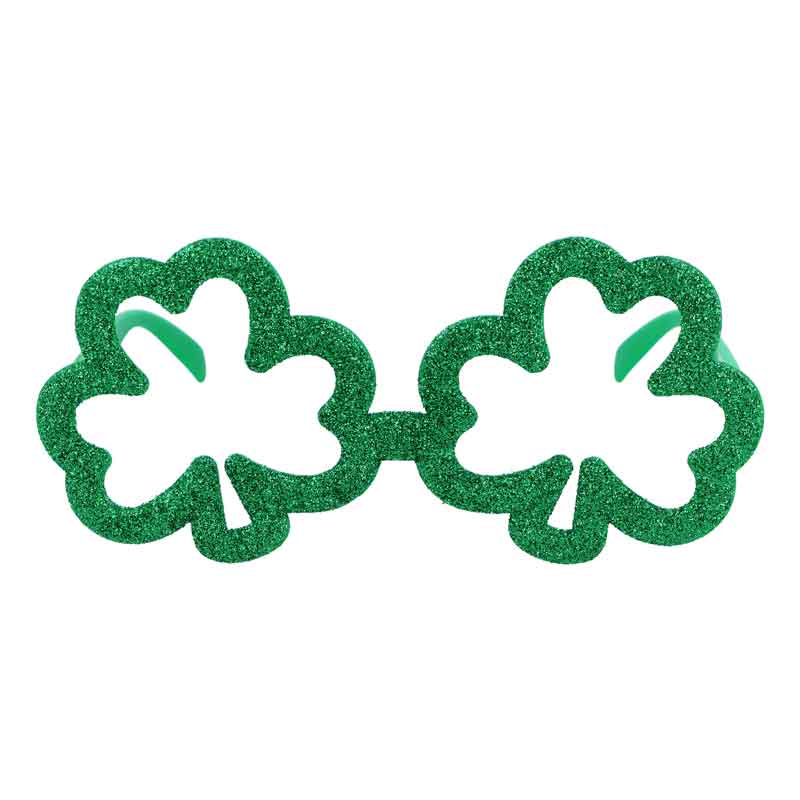 ST PATRICKS DAY SHAMROCK GLITTER GLASSES