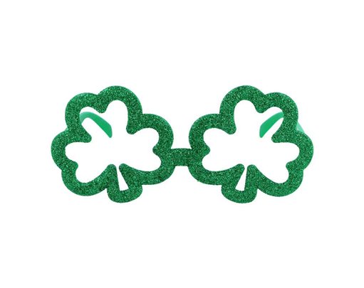 ST PATRICKS DAY SHAMROCK GLITTER GLASSES