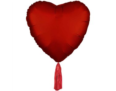 31in RED HEART FOIL BALLOON WITH TASSEL