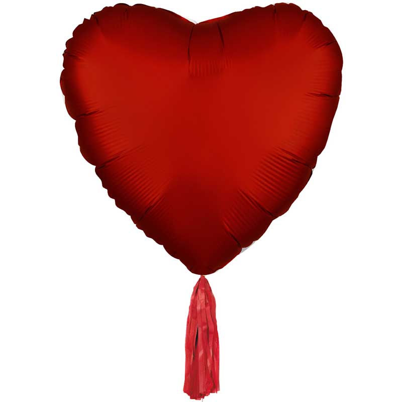 31in RED HEART FOIL BALLOON WITH TASSEL