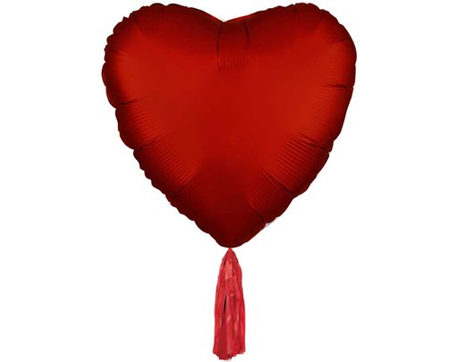 31in RED HEART FOIL BALLOON WITH TASSEL