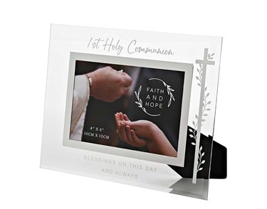 6x4in FIRST COMMUNION FAITH & HOPE GLASS FRAME