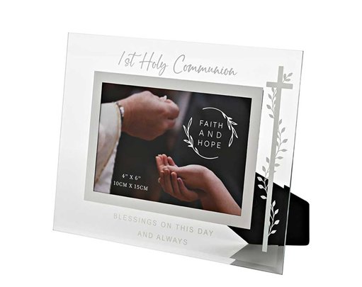 6x4in FIRST COMMUNION FAITH & HOPE GLASS FRAME