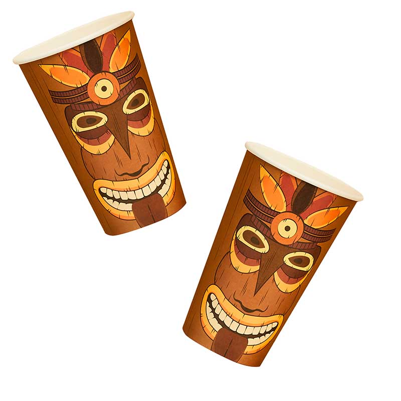 8PK 16oz TROPICAL TIKI PAPER CUPS