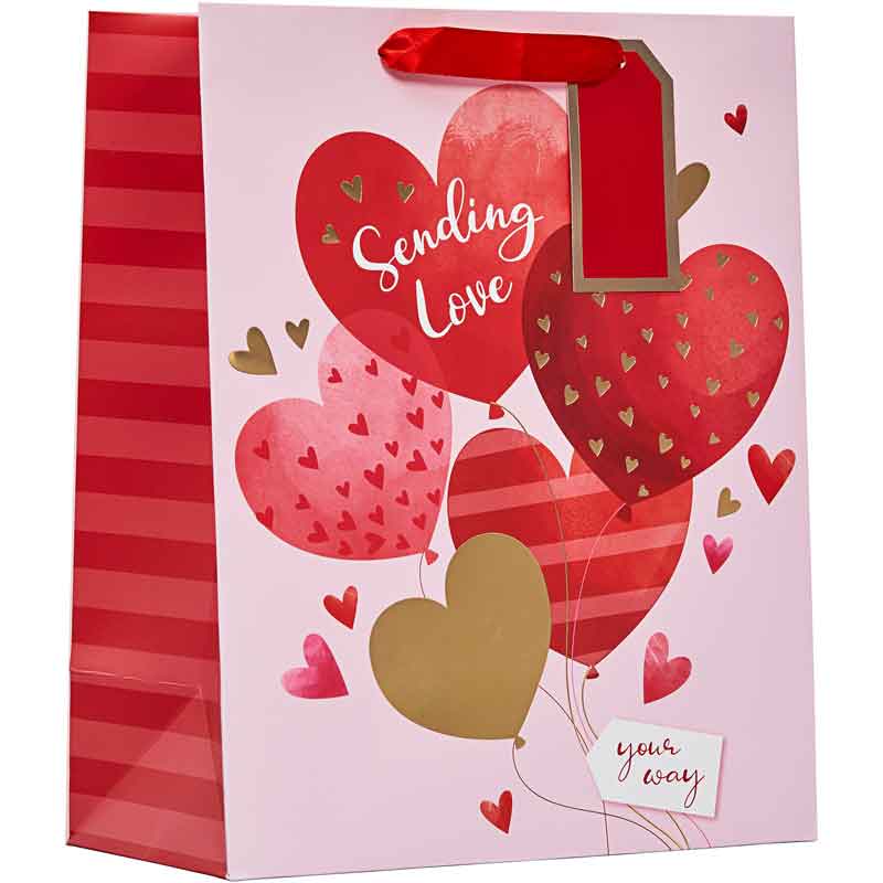 SENDING LOVE BALLOONS VALENTINES DAY LARGE GIFT BAG 6S