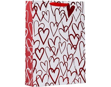 SKETCHY HEARTS VALENTINES DAY XLG GIFT BAG 6S