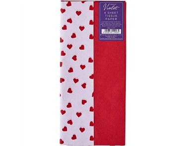 4PK VALENTINES DAY RED HEARTS PRINTED TISSUE 12S