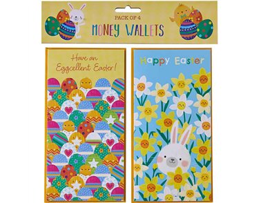 4PK DAFFODILS/EGGS EASTER MONEY WALLETS 12S